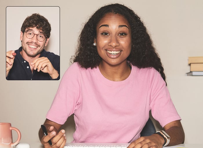 Student in an online language lesson